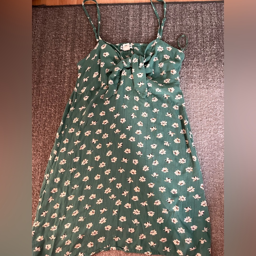 green floral mini dress